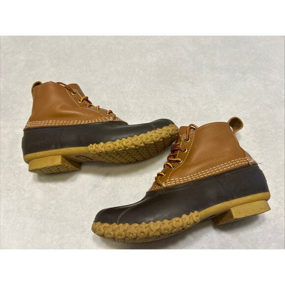 L.L. Bean Women's Boots Size 7.5 Brown Vintage Maine Hunting Rubber Leather Duck - Picture 6 of 7